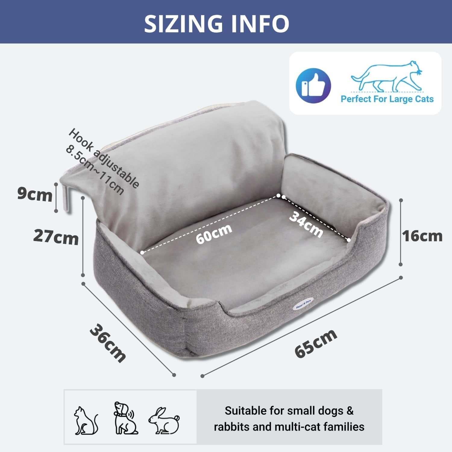 Large Cat Radiator Bed Heater Hammock Window Perch Washable Cover