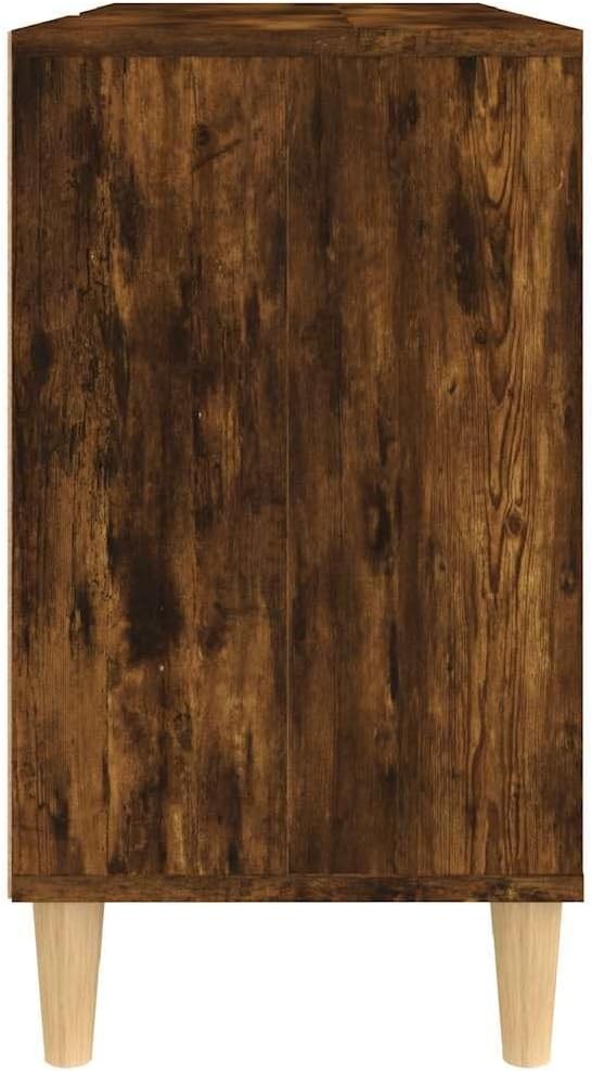 Smoked Oak Bathroom Sink Cabinet – Modern Vanity Unit with Shelves 80cm