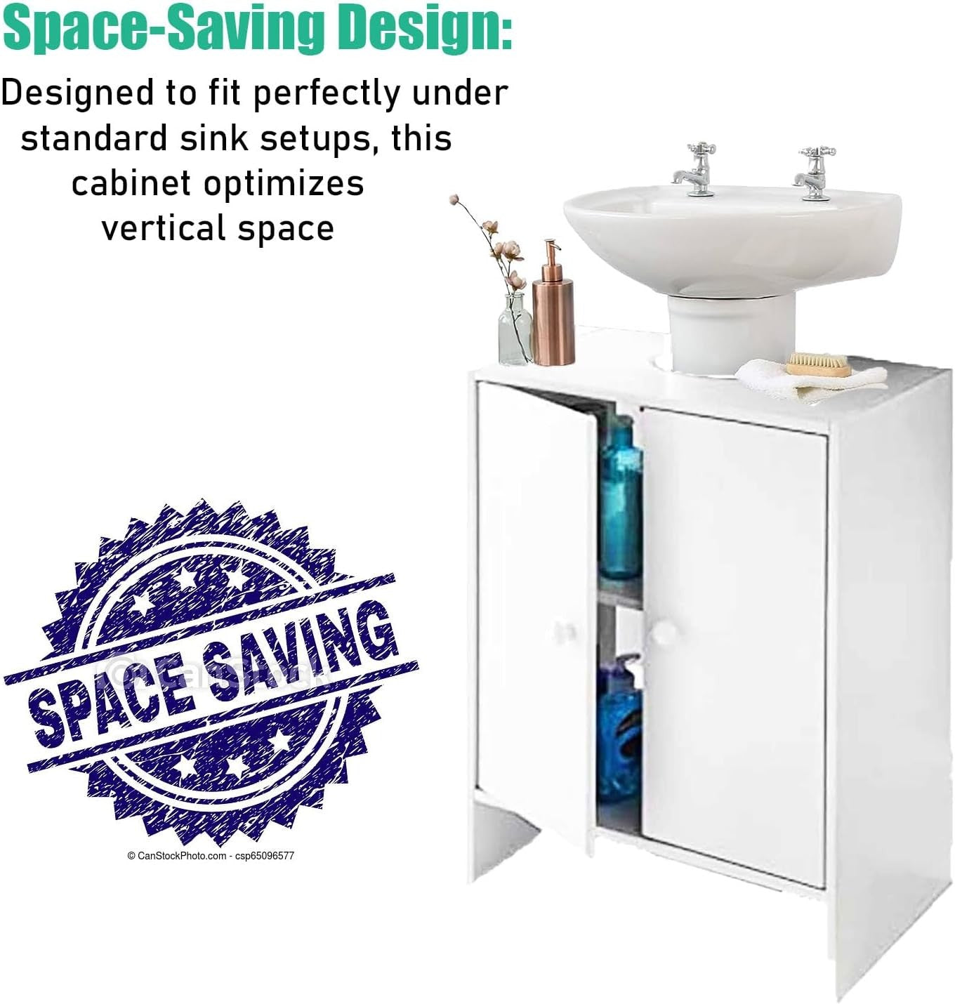 Modern White Under Sink Bathroom Cabinet Storage Cupboard Vanity Unit