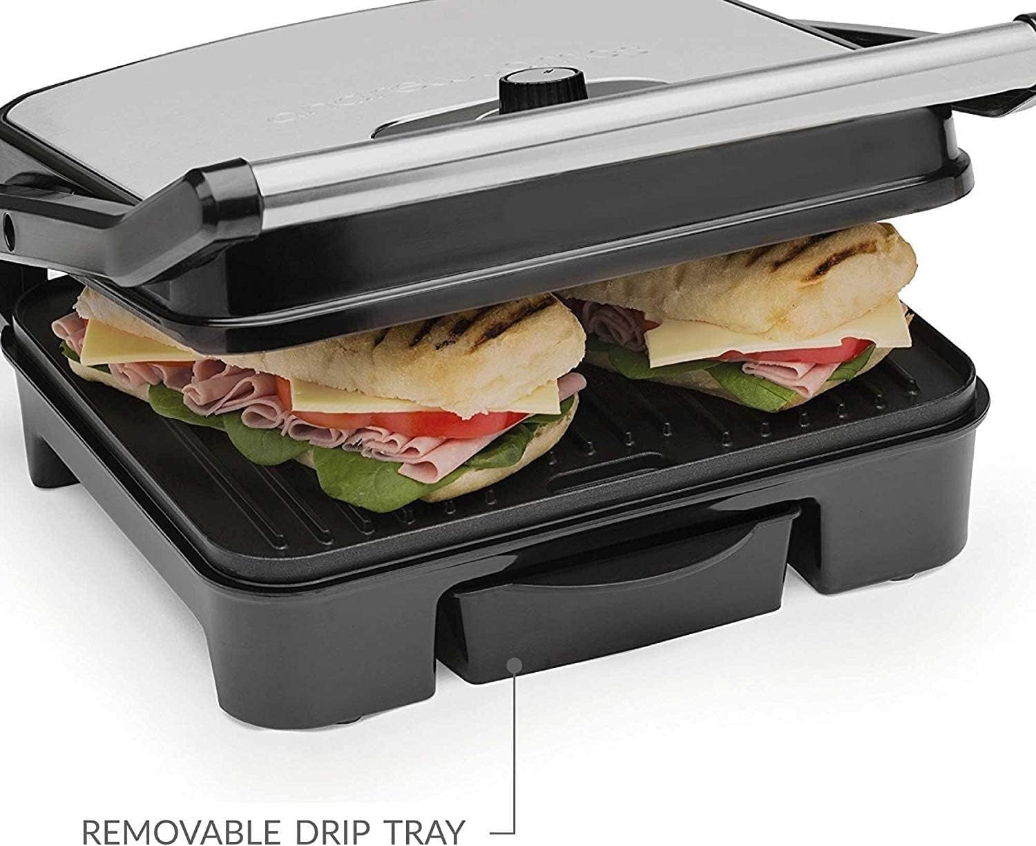 2000W Panini Press Grill 33cm Non Stick Plates Temp Control