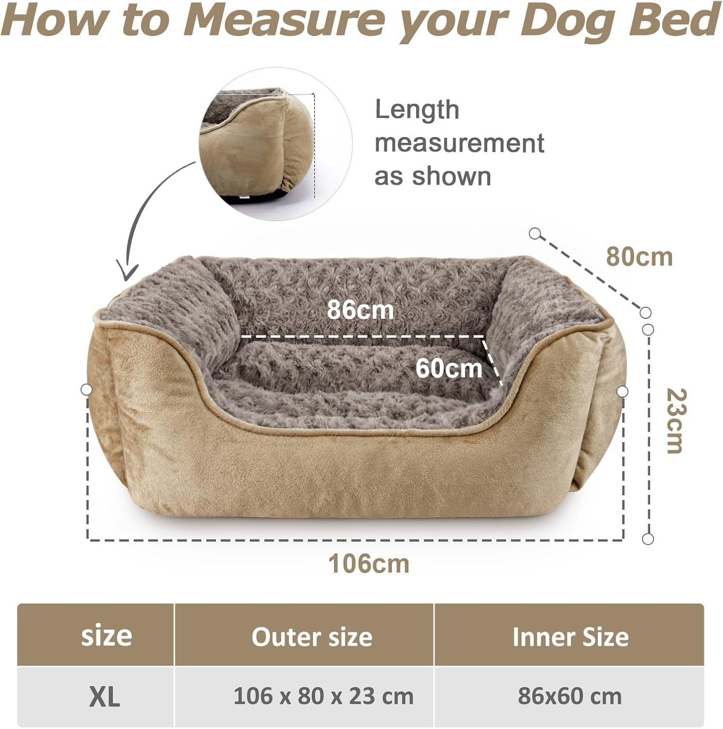 XXL Calming Dog Bed 106x80x23cm Washable Plush Anti Anxiety