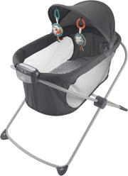 Portable Rocking Baby Bassinet with Lights Music Vibrations Slim Fold Crib
