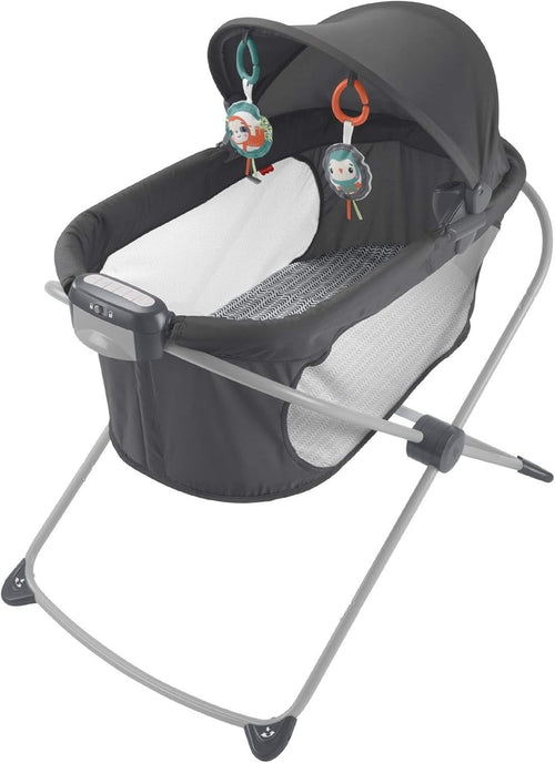 Portable Rocking Baby Bassinet with Lights Music Vibrations Slim Fold Crib