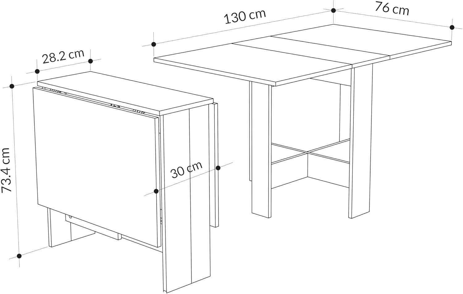 Foldable Retro Grey Dining Table 130x76cm Space-Saving Multifunctional Table