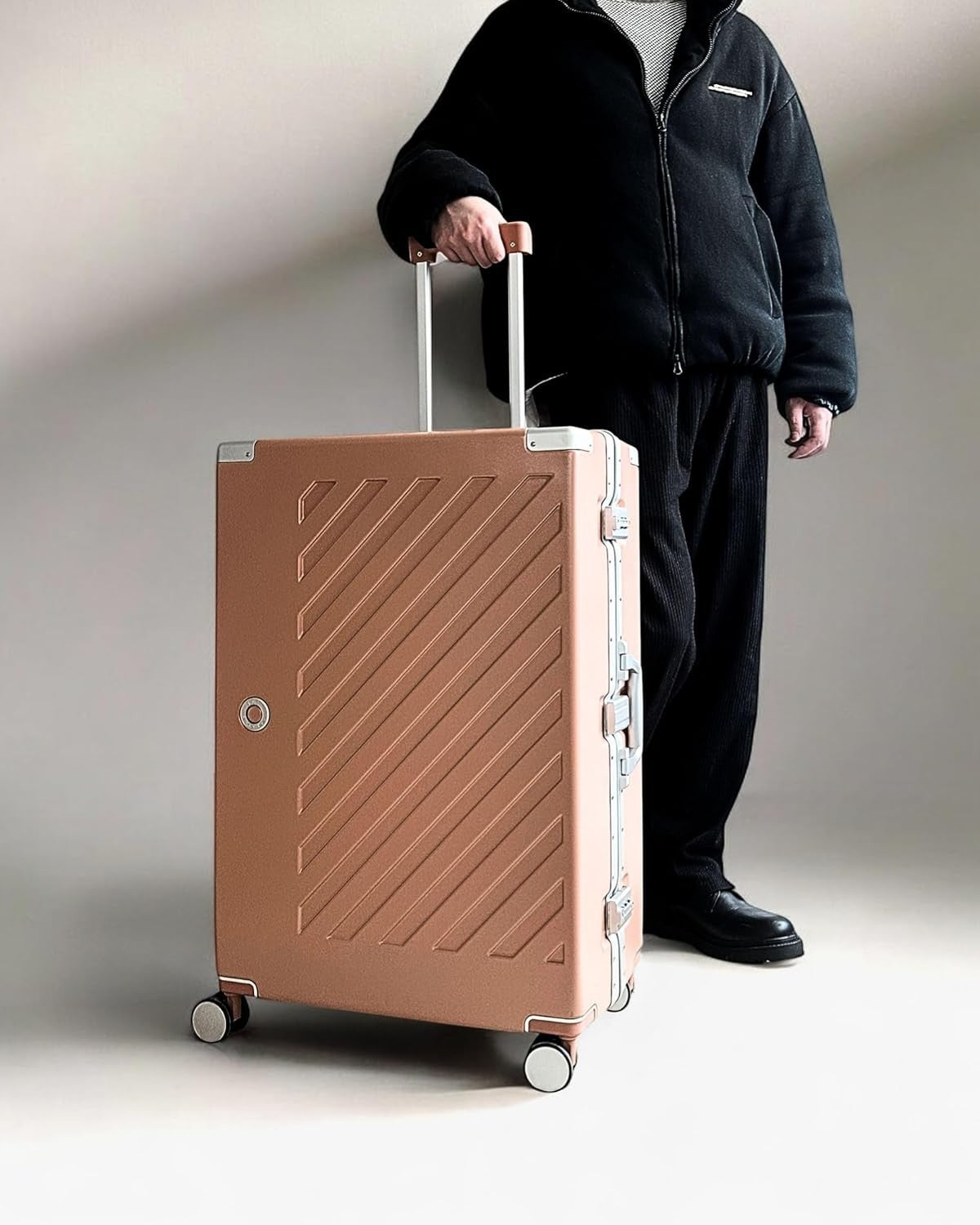Large Zipperless Polycarbonate Suitcase Dual TSA Locks Spinner Wheels Pink
