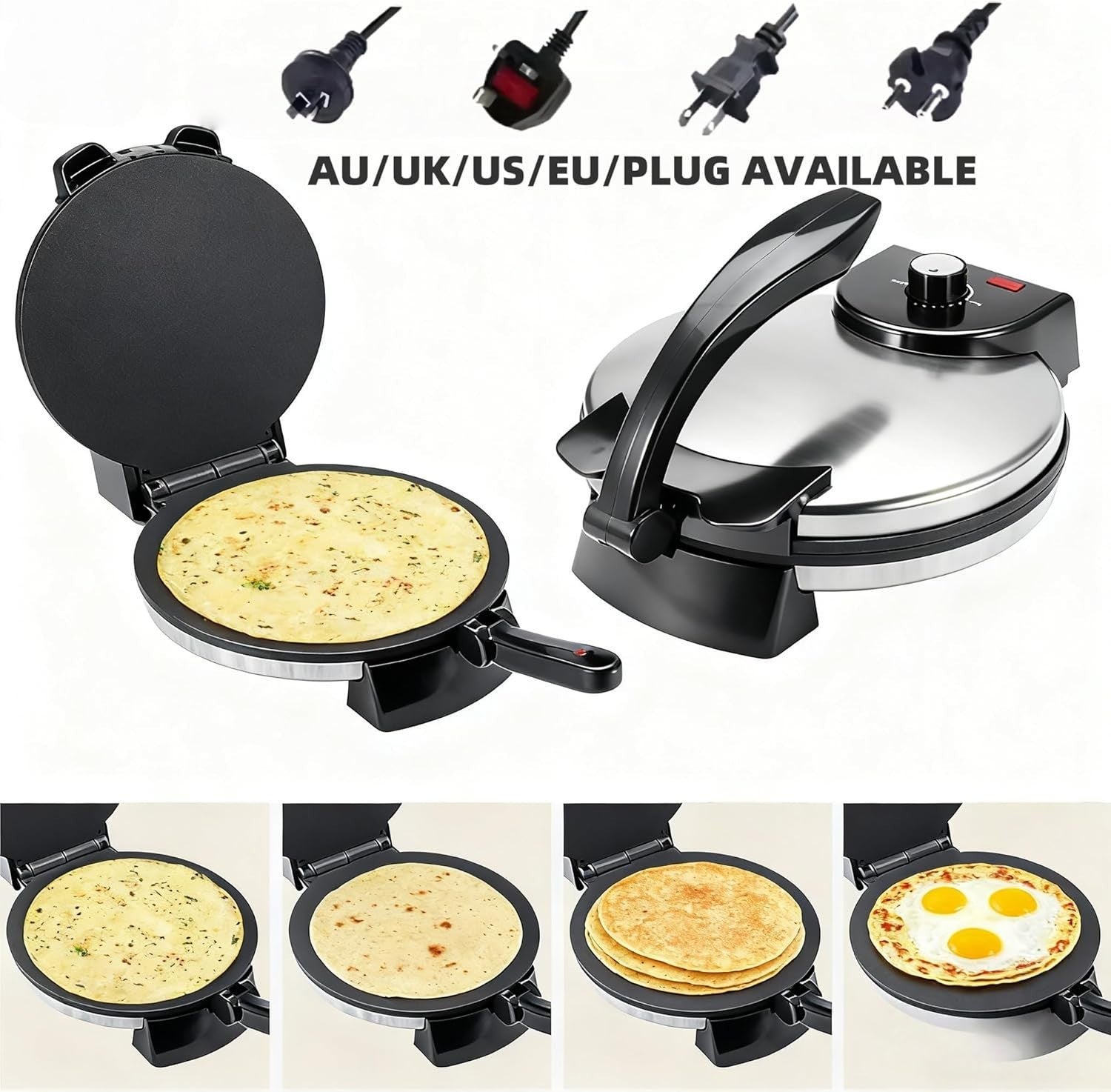 2000W 12" Electric Pancake & Roti Maker | Non-Stick Double-Sided