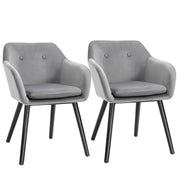2x Grey Velvet Dining Chairs Padded Seat Armchairs for Lounge Kitchen