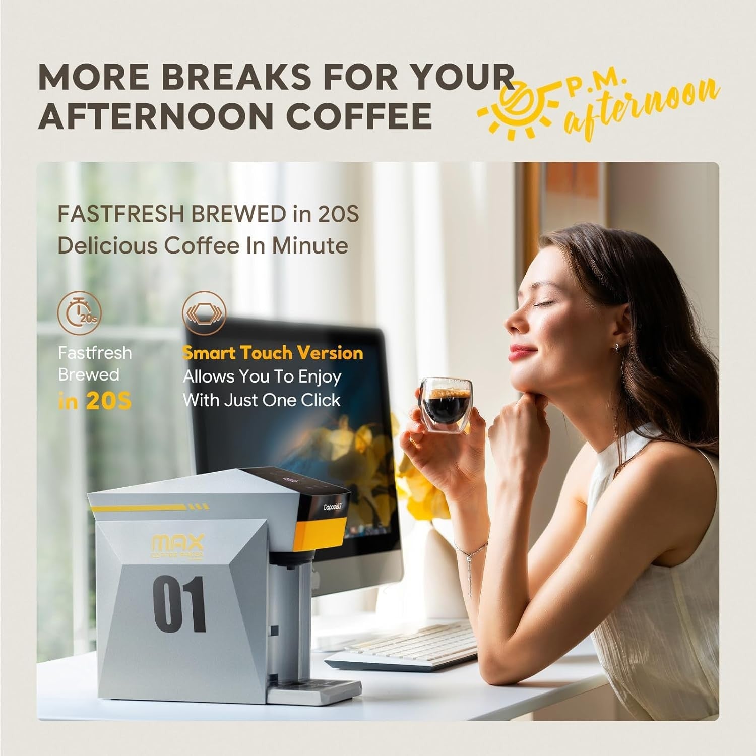 3in1 Espresso Coffee Machine 19Bar Multi-Capsule Maker Fast Extraction Compact