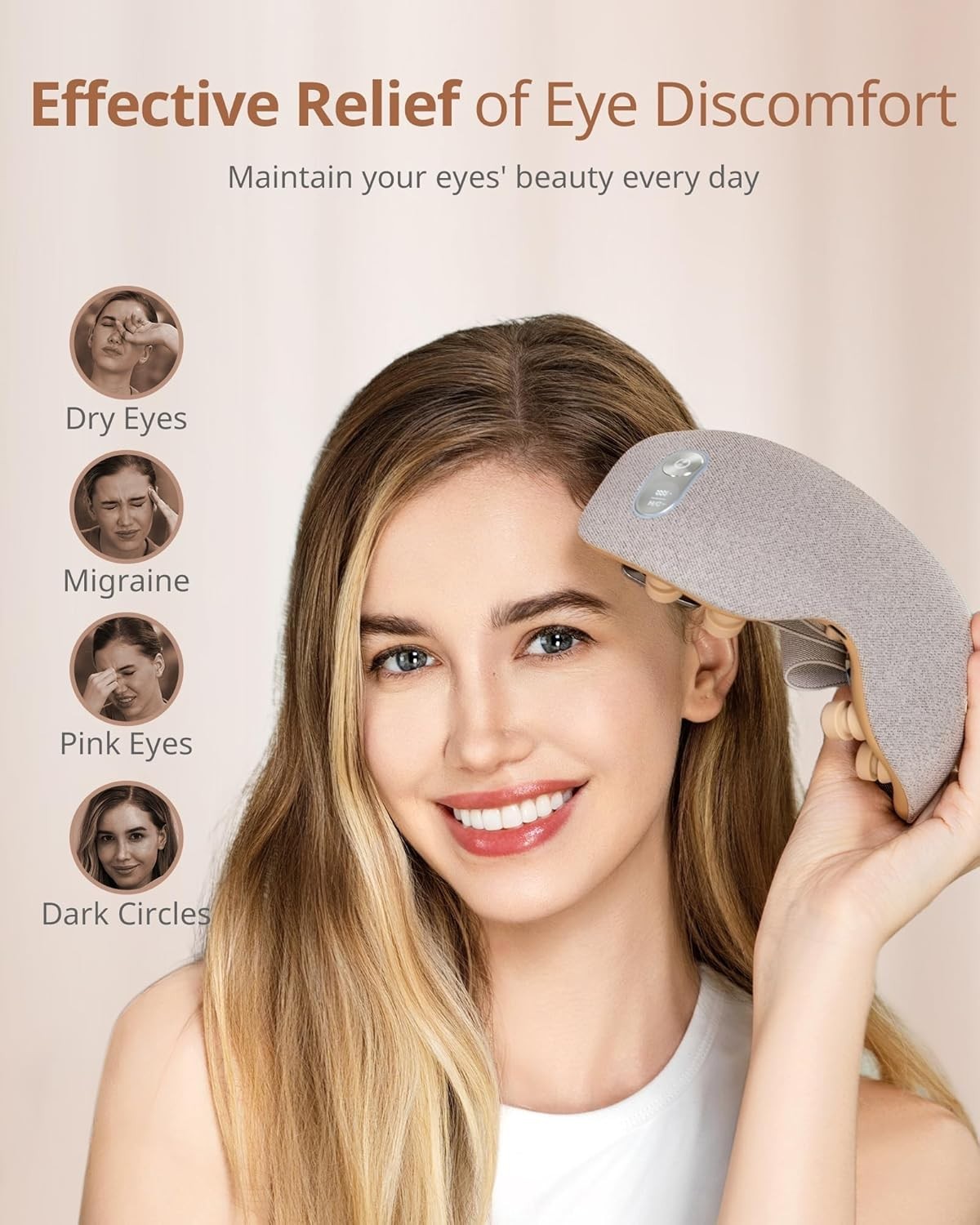 Eye Massager Heat Cool Bluetooth Vibration Mask Migraine Relief