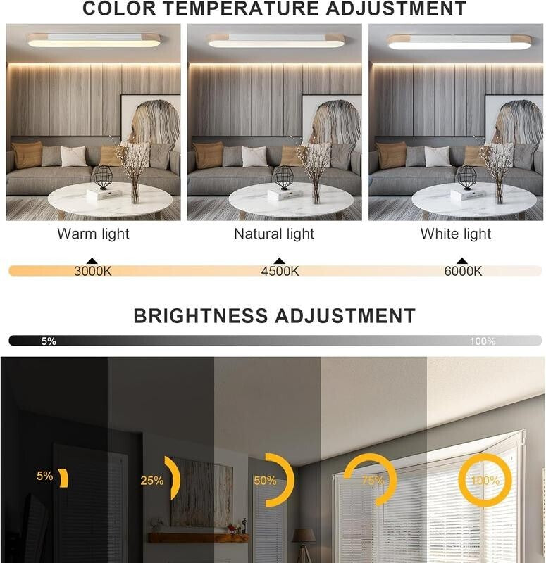 100CM Dimmable LED Ceiling Light Gold Remote Flush Mount Lamp 2880LM