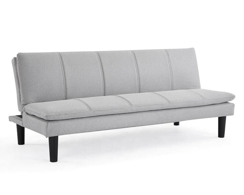 Light Grey 3 Seater Sofa Bed Clic Clac Fabric Couch Guest Sleeper