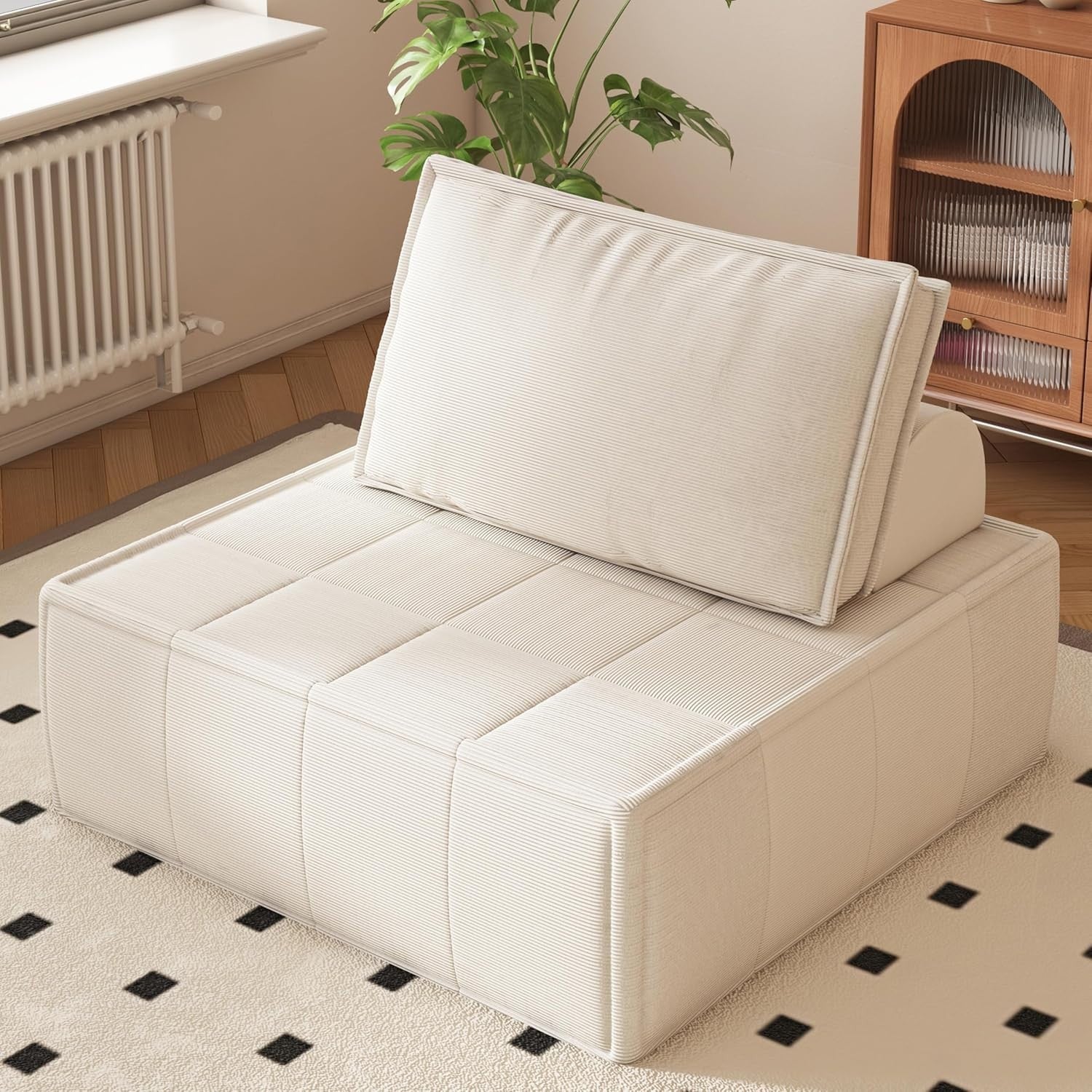 Modular Foldable Sofa Chair Bed Armchair Small Space Seating Beige