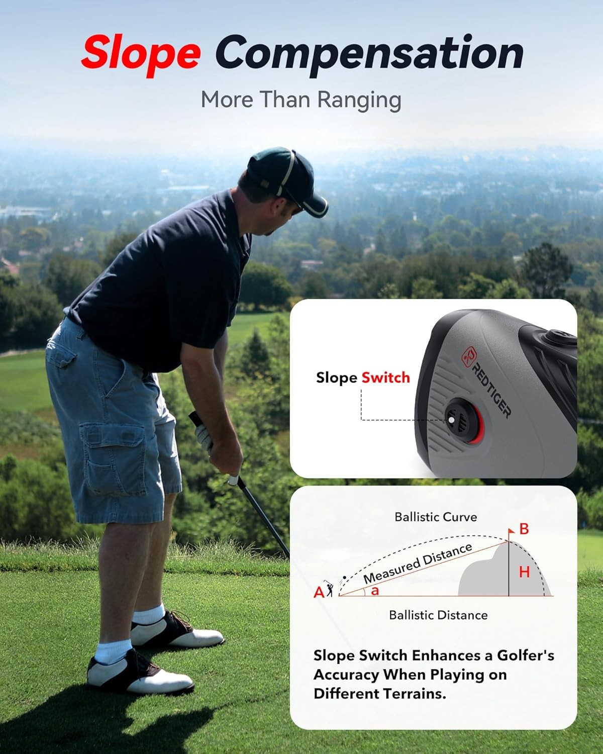 Golf Range Finder 1200 Slope Flag Lock Vibration Rechargeable