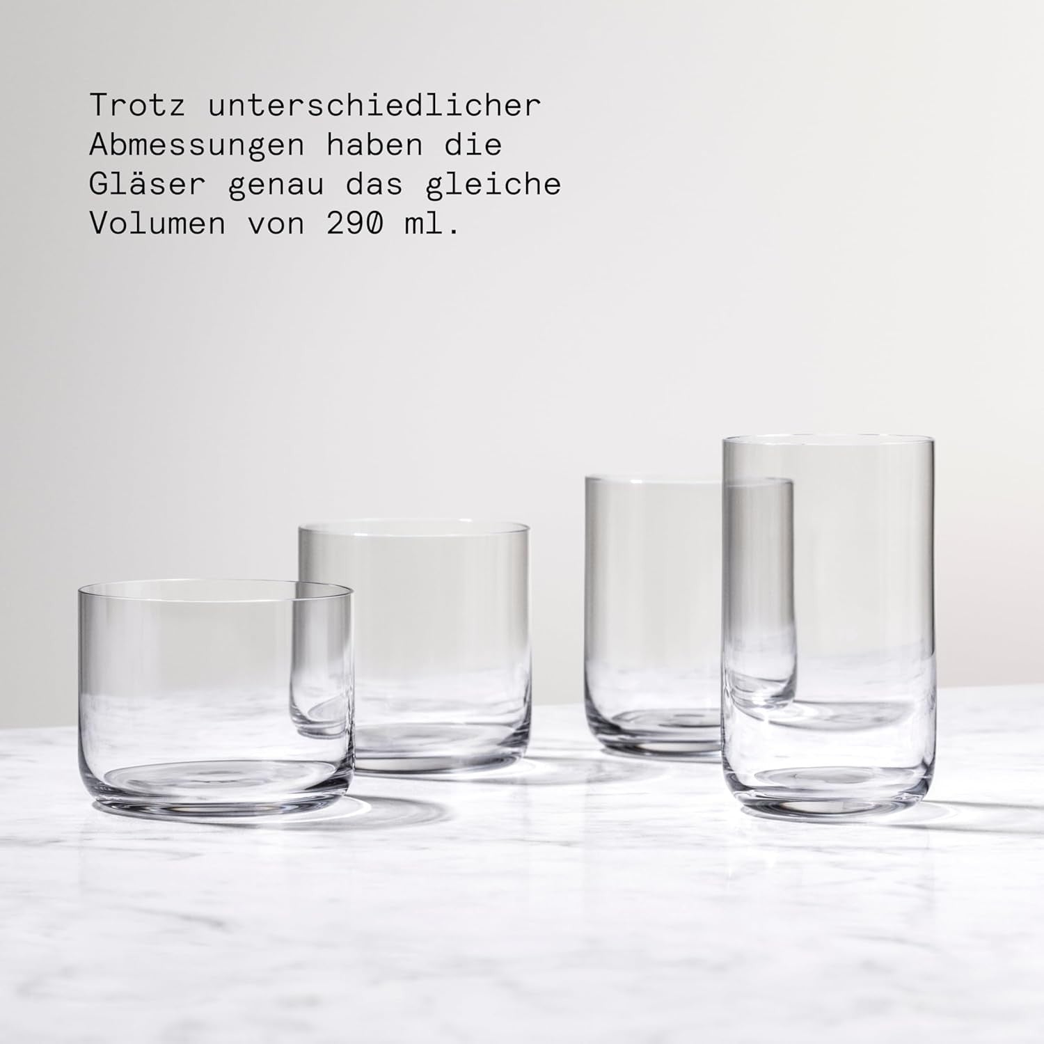 Set of 4 Crystal Nesting Glasses 290ml | Modern Stackable Drinking Tumblers
