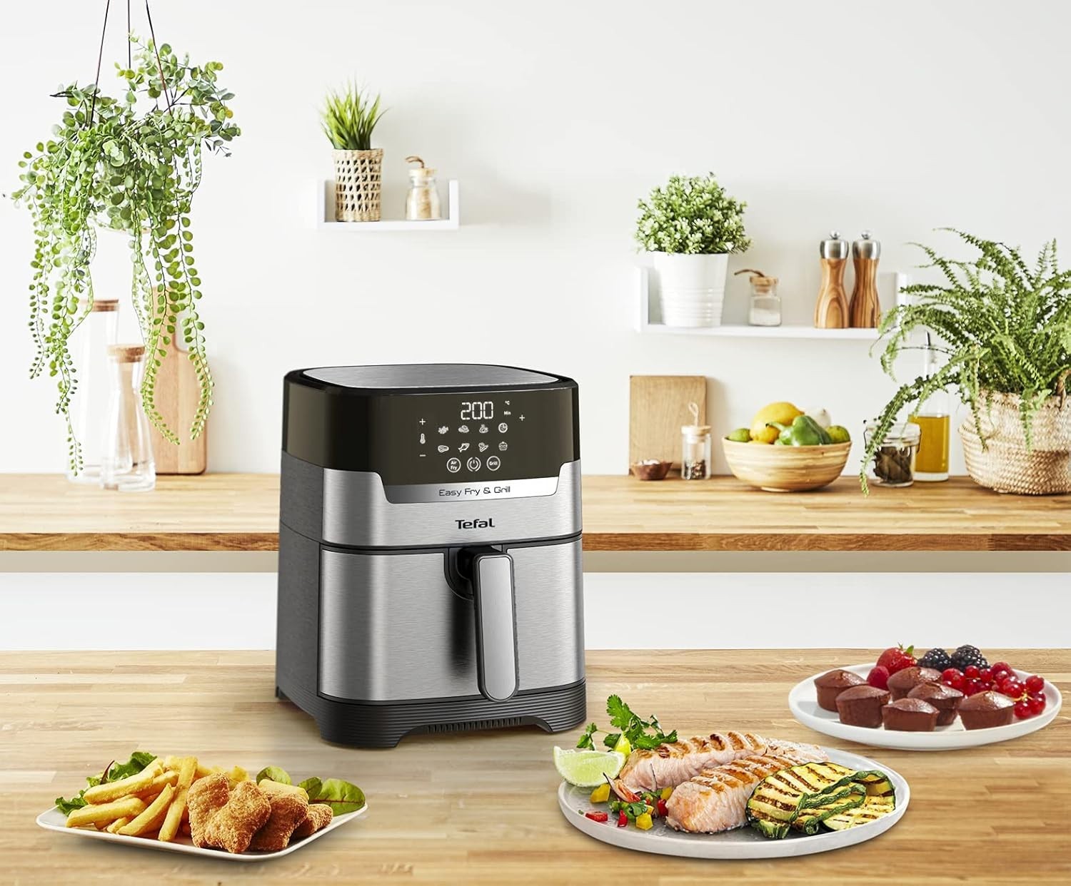 Air Fryer Grill 2-in-1 Digital 4.2L 1550W 8 Programs Dehydrate No Preheat