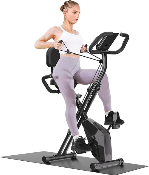 Foldable Magnetic Exercise Bike w/ LCD Monitor, 8 Levels & Heart Rate Sensors