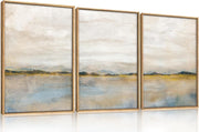 3 Panel Abstract Mountain Lake Canvas Wall Art 40x60cm Set