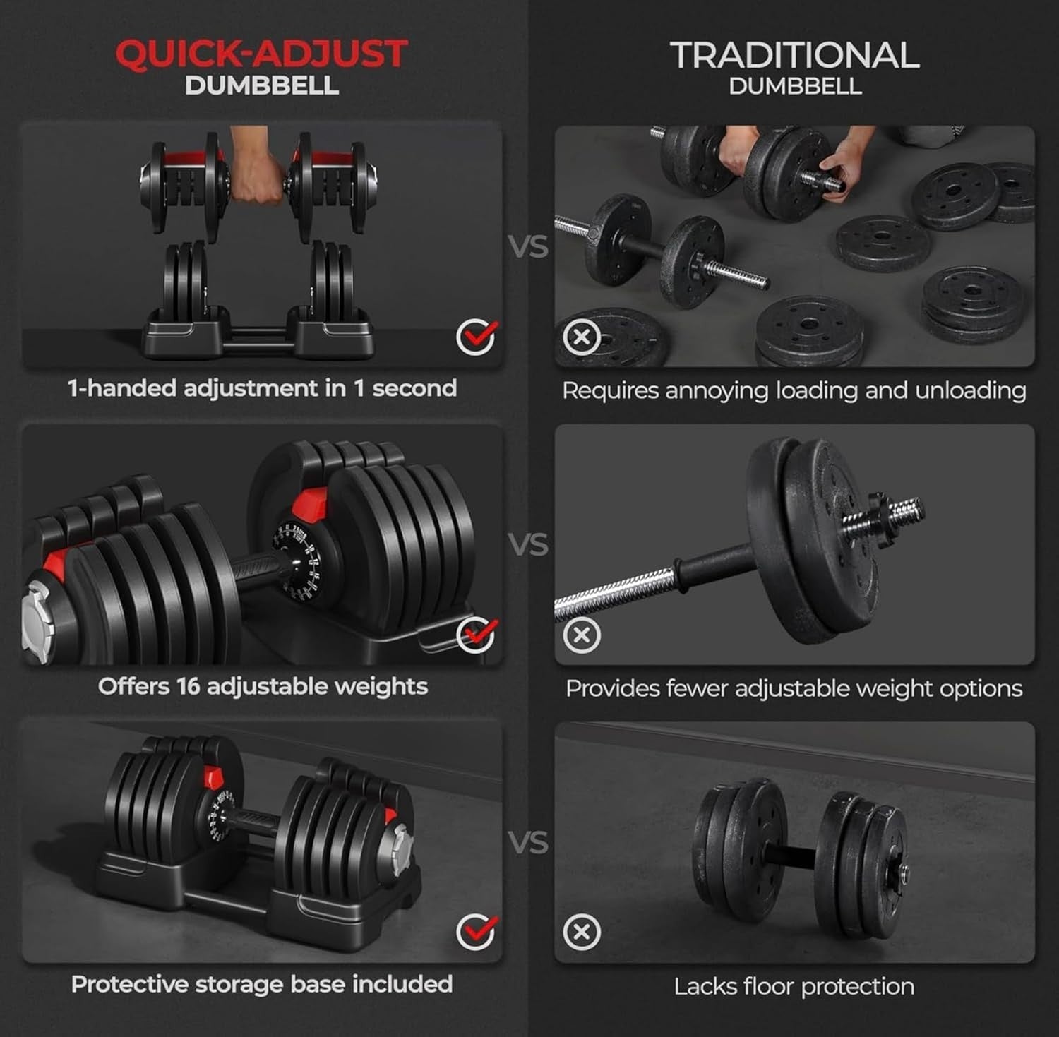 40KG Adjustable Dumbbell & Barbell Set 2-in-1 Home Gym Free Weights