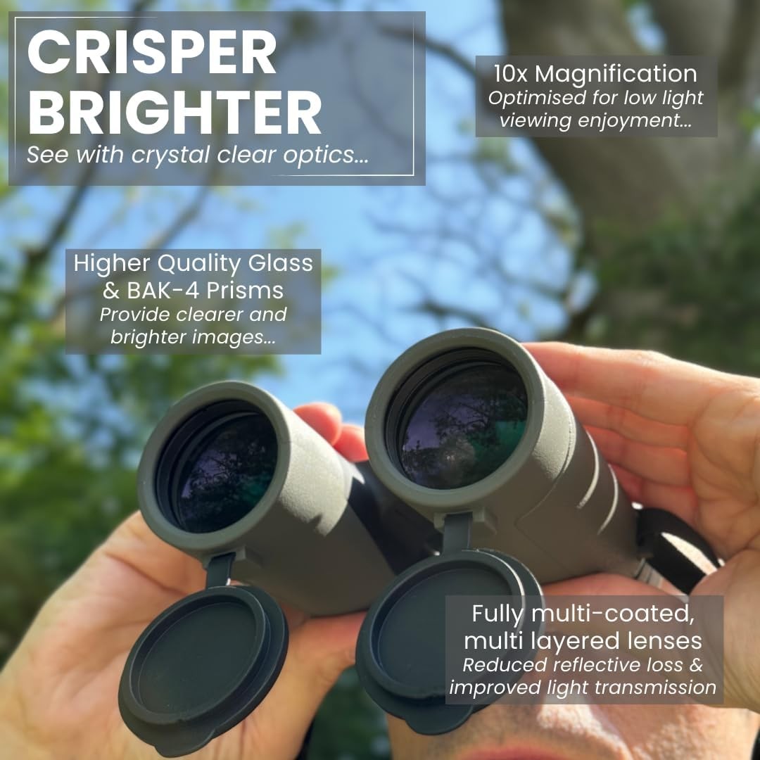 10x42 High Power Waterproof Binoculars Lightweight Clear Bright Outdoor Viewing