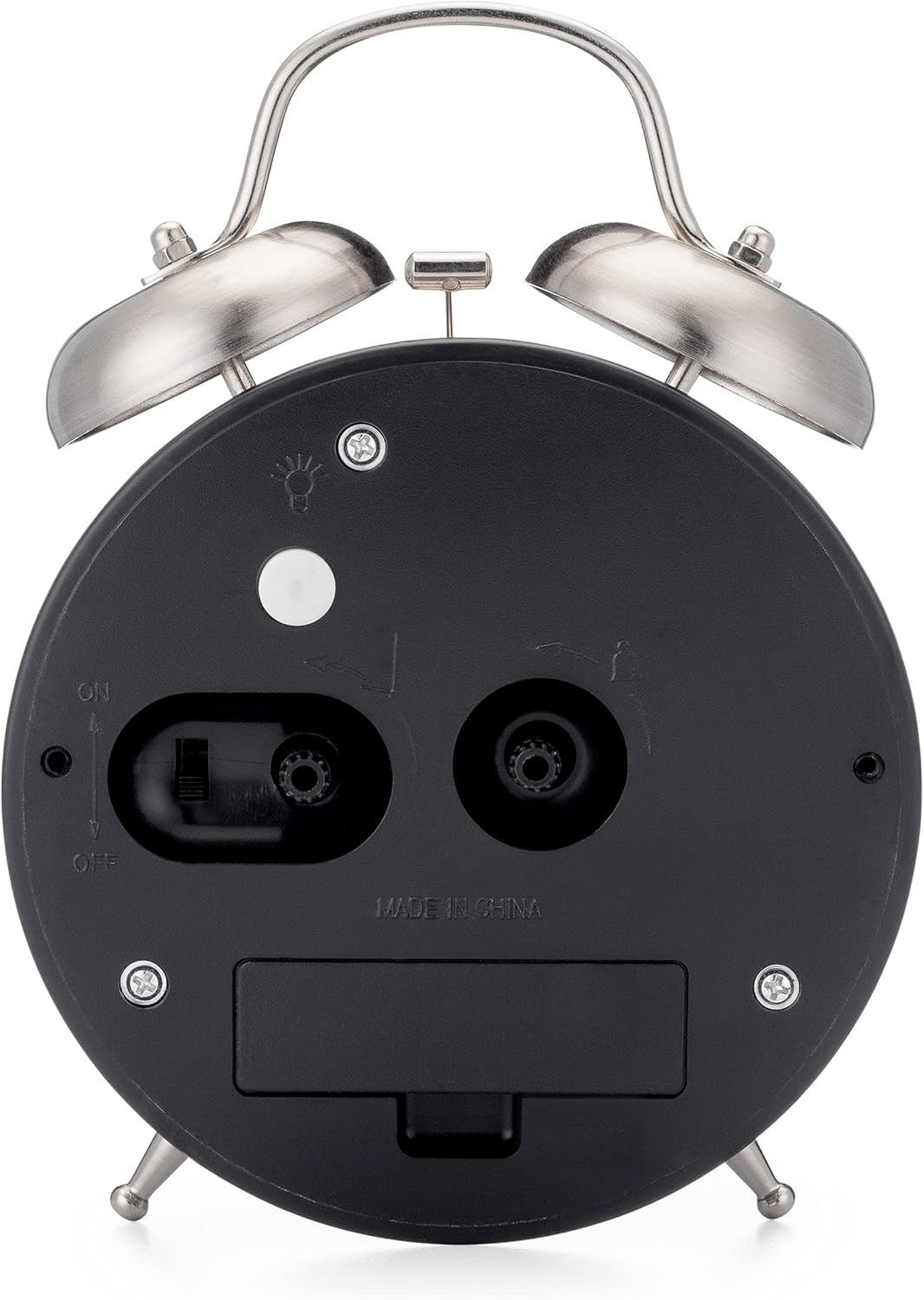 Twin Bell Alarm Clock Loud for Heavy Sleepers Metal Backlight Silver