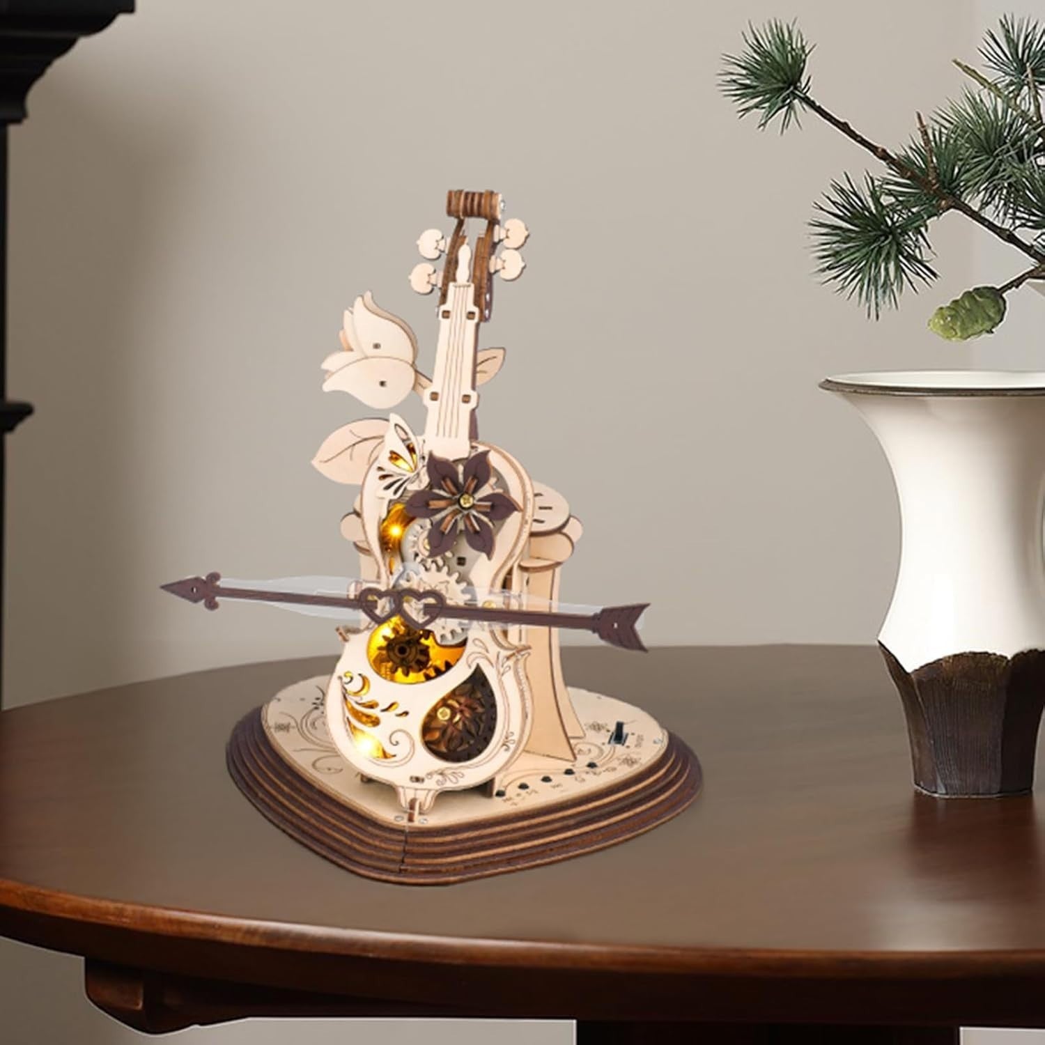 3D Wooden Cello Puzzle Music Box with Light & Bluetooth Sound – Gift