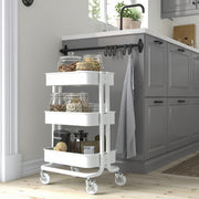 3 Tier Metal Utility Trolley Cart on Wheels Kitchen Storage