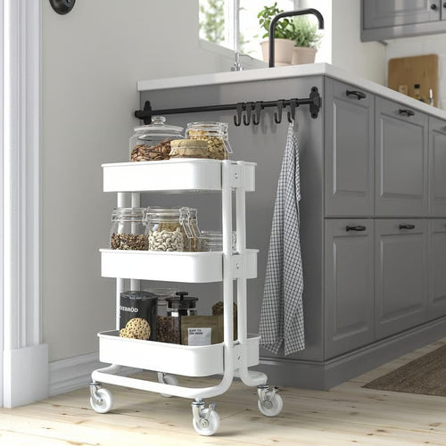 3 Tier Metal Utility Trolley Cart on Wheels Kitchen Storage