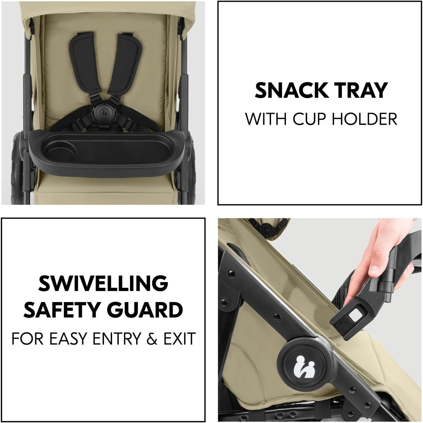 3in1 Travel System Pushchair Pram Car Seat Set Lightweight Reclining Olive
