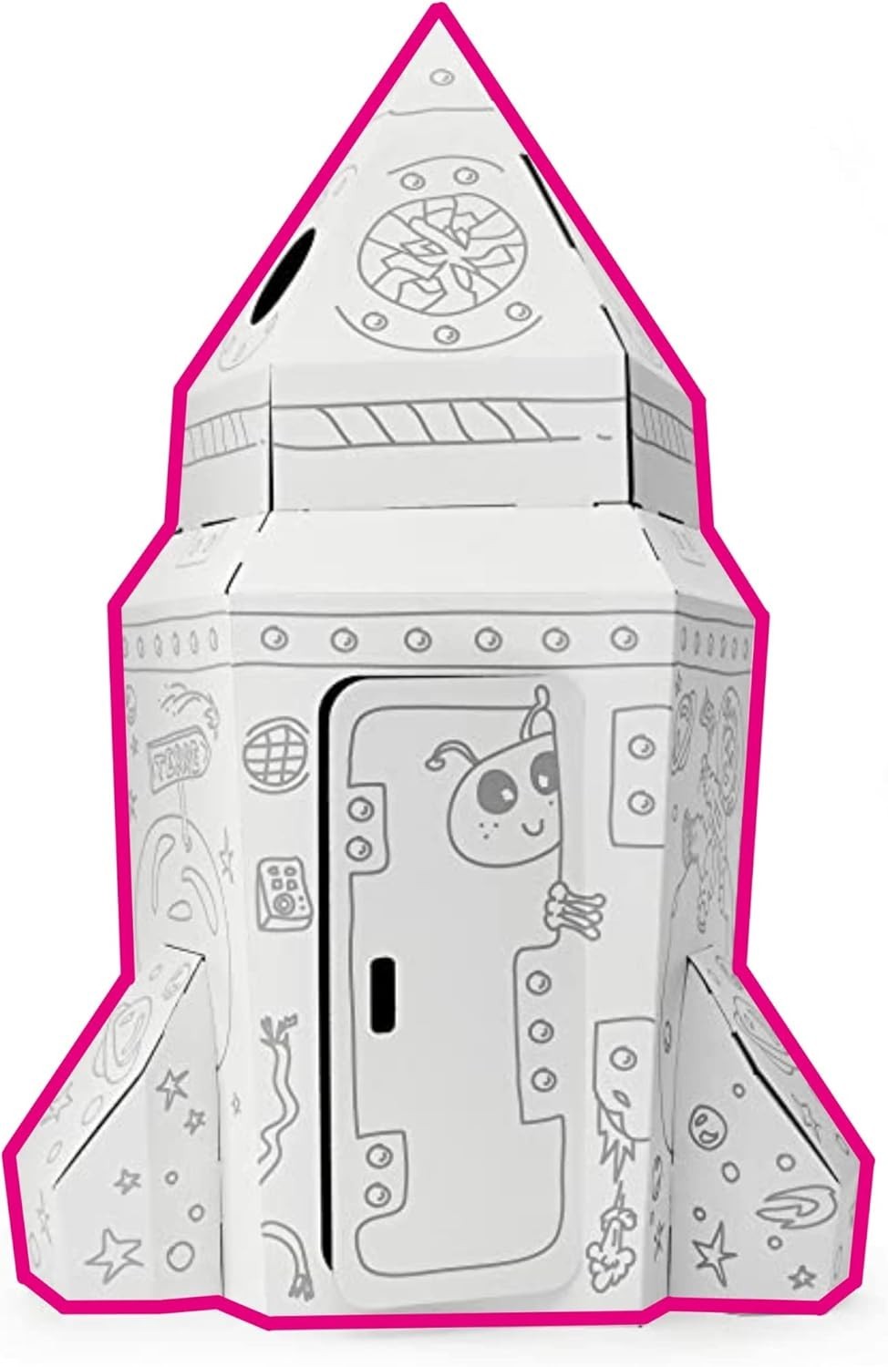 XL Cardboard Spaceship Playhouse Kids Colour In Rocket Craft Toy