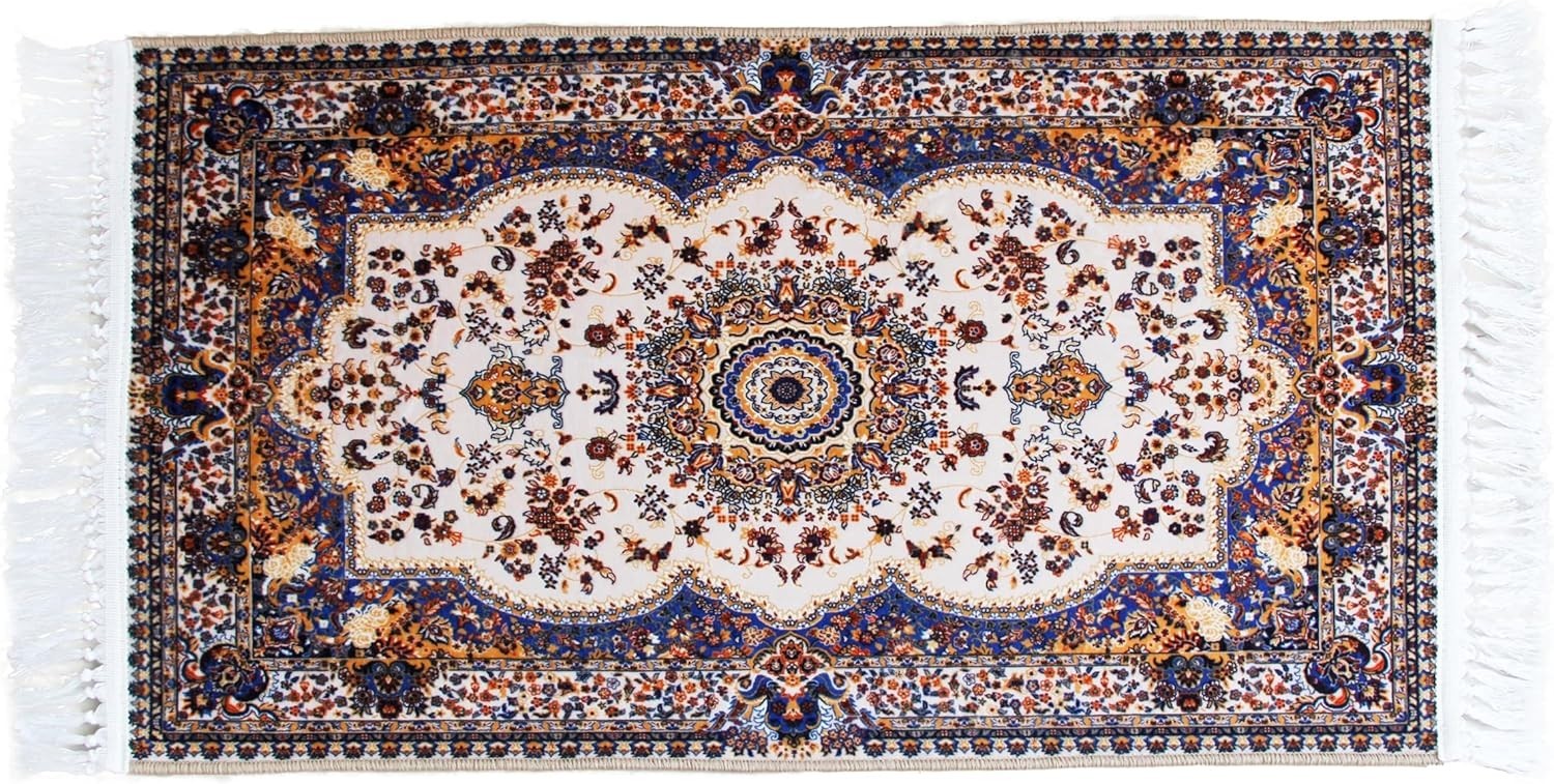 Blue Vintage Oriental Rug 160x230cm Washable Low Pile Living Room Carpet