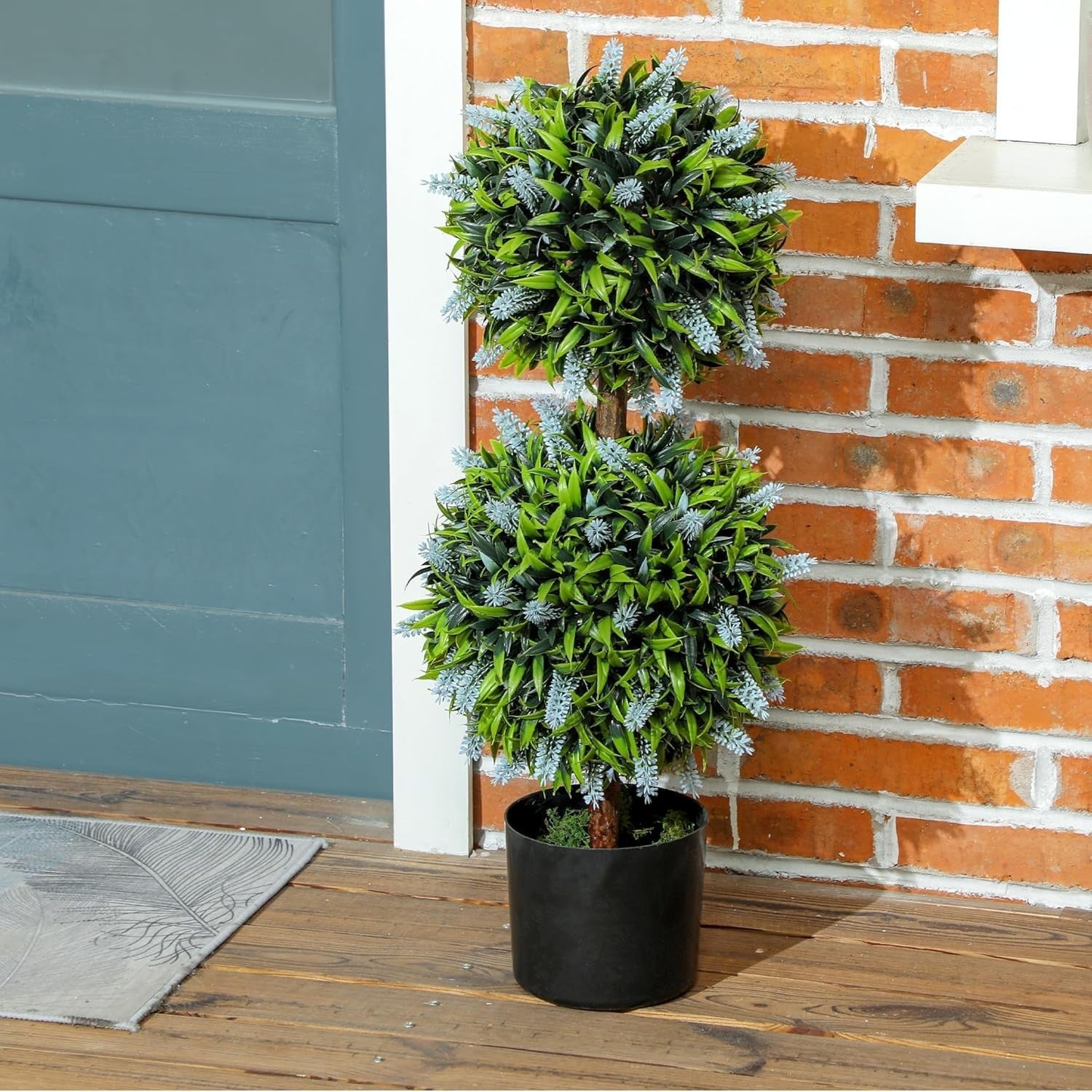 Set of 2 70cm Artificial Lavender Topiary Ball Trees in Weighted Pots Home Decor