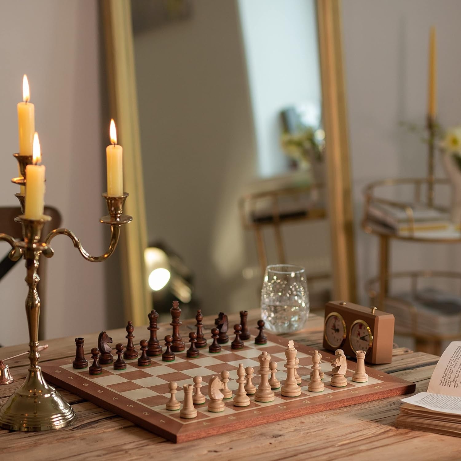 44cm Professional Wooden Chess Board Inlaid Mahogany Sycamore