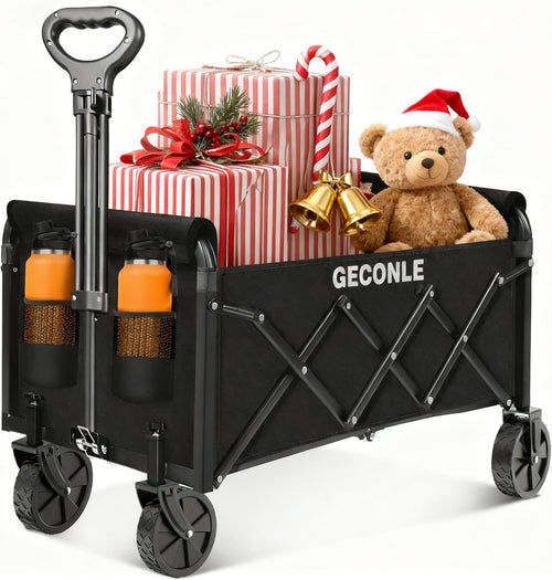 100L Folding Festival Trolley Heavy Duty Collapsible Garden Camping Wagon Black