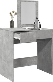 Modern Vanity Makeup Dressing Table w/ Mirror & 2 Drawers Concrete Grey New