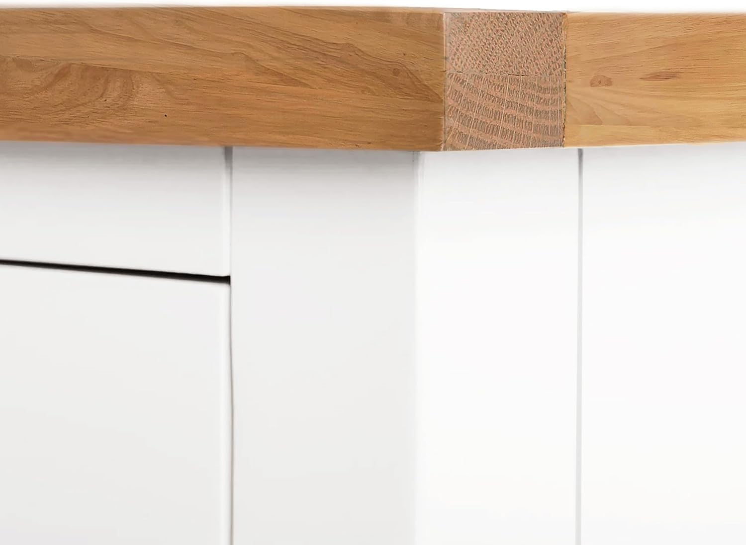 White 8 Drawer Chest with Oak Top – Large Solid Wood Bedroom Storage Unit