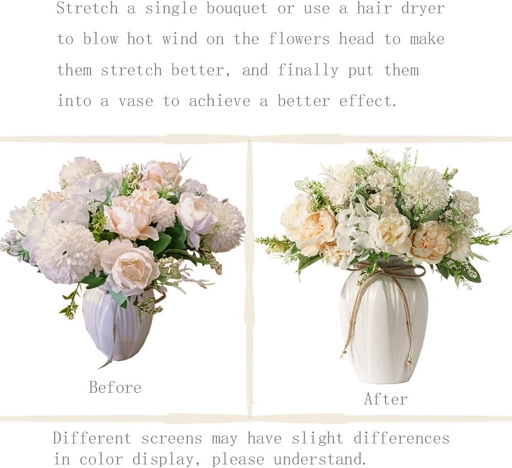 Artificial Peony Flower Arrangement in Vase Luxury Faux Flowers Home Decor