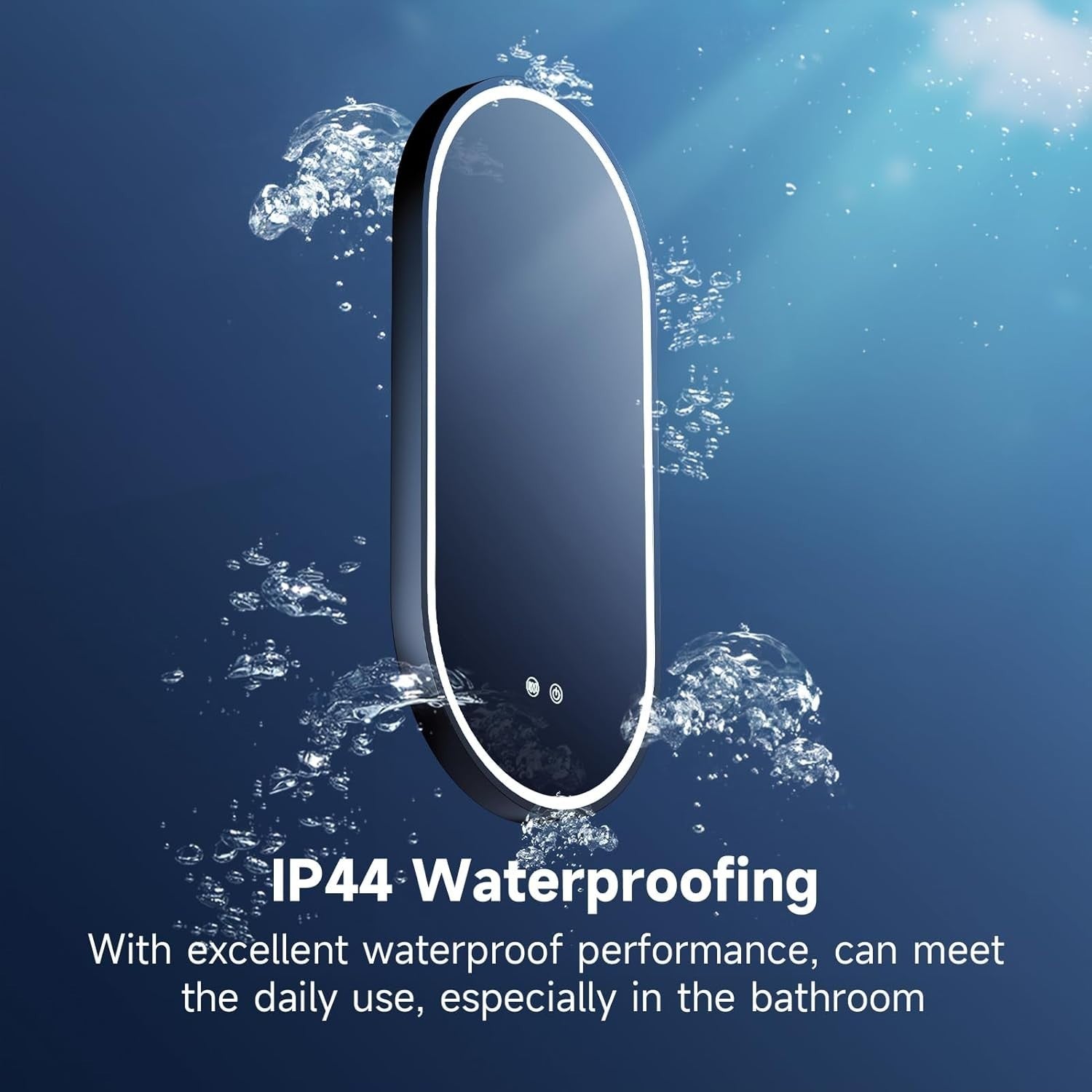 LED Bathroom Mirror 80x40cm Oval Wall Light Touch Control Anti-Fog Pad