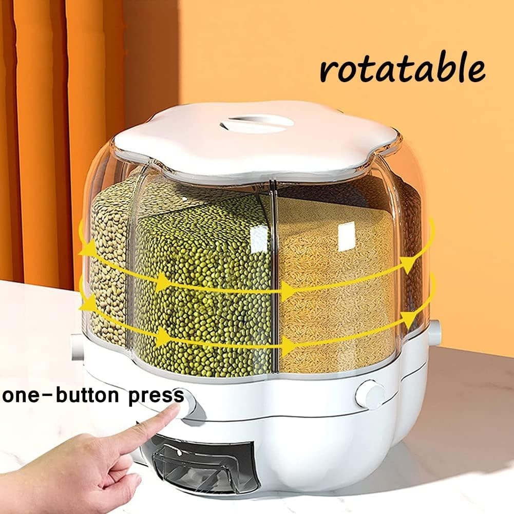 6 Grid 360° Rotating Rice Dispenser Airtight 6.5KG