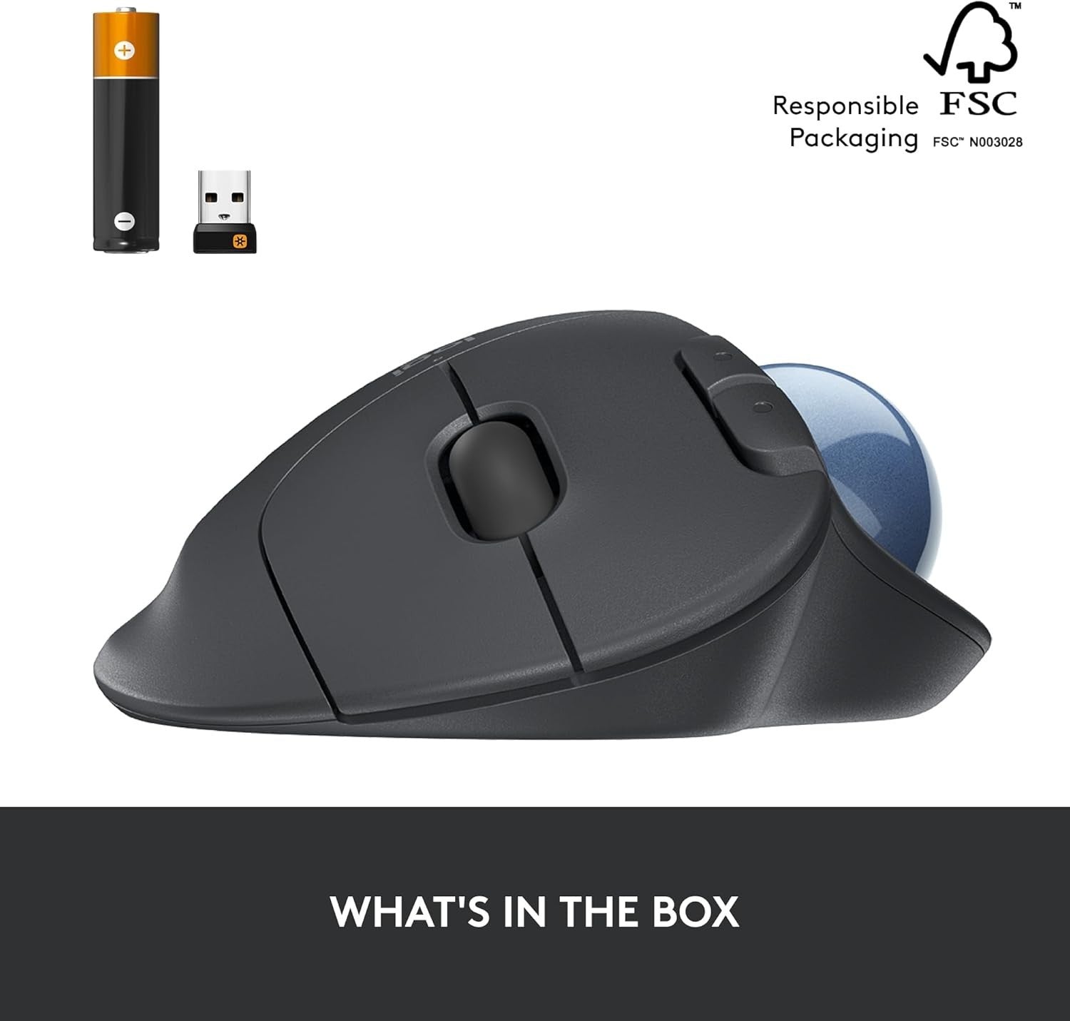 Wireless Trackball Mouse Ergonomic Bluetooth USB Thumb Control
