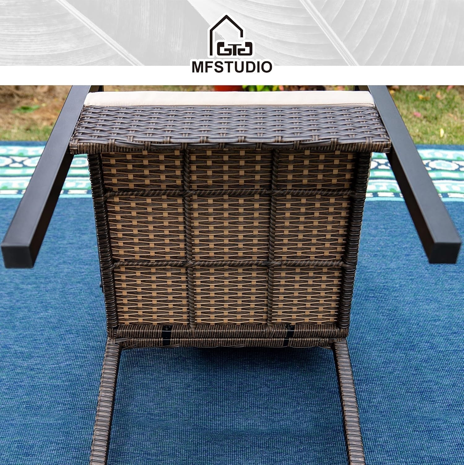 Rattan Garden Dining Chairs Set of 2 with Cushions Weatherproof Patio Seating