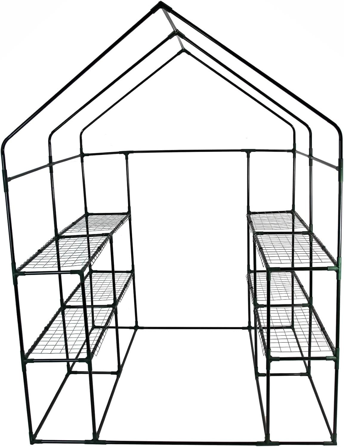 8-Shelf Walk-In Greenhouse 143x143x195cm Clear PVC Cover Outdoor Plant Shelter