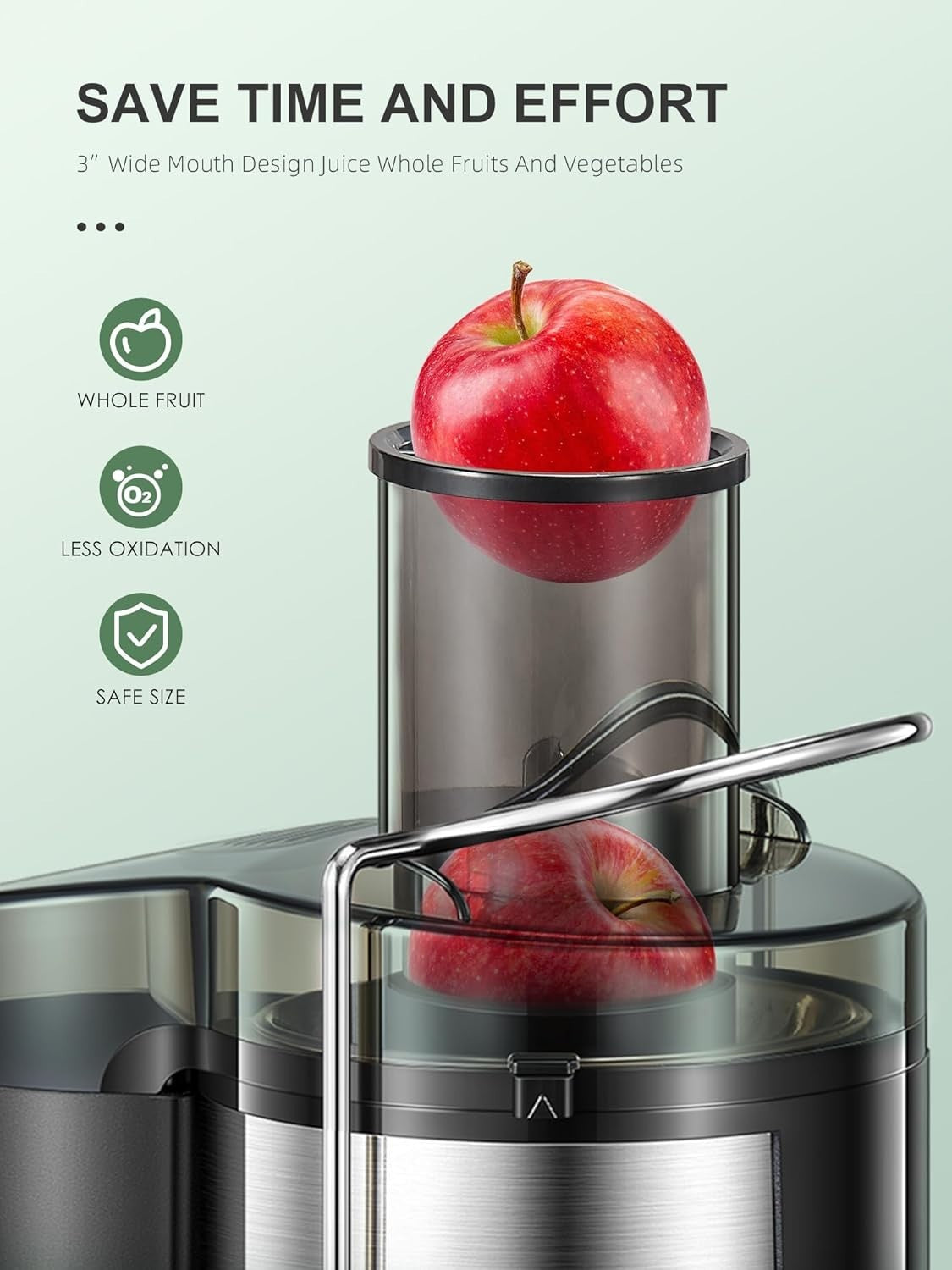 500W Centrifugal Juicer 76mm Wide Chute Whole Fruit 2 Speed Easy Clean