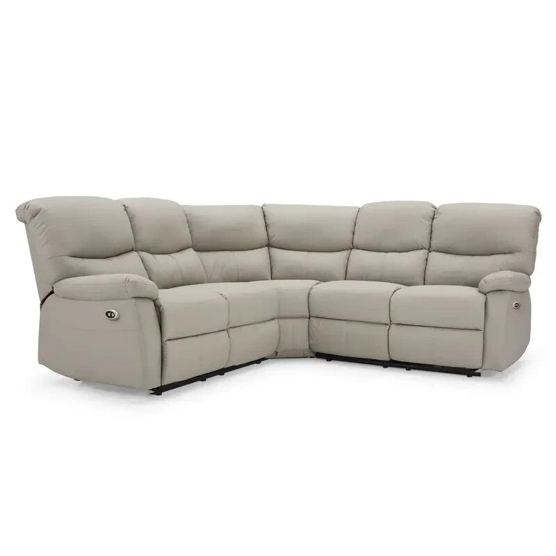 5 Seater Corner Electric Recliner Sofa Faux Leather Grey Lounge Set