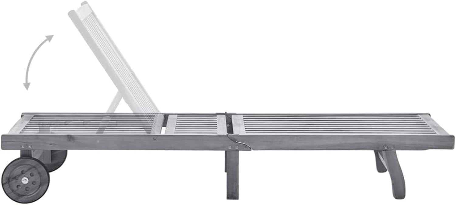 Adjustable Wooden Sun Lounger Solid Acacia Waterproof Garden Patio Chair