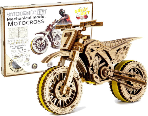 3D Wooden Motorbike Puzzle Kit 1:15 Model Gift for Adults & Teens