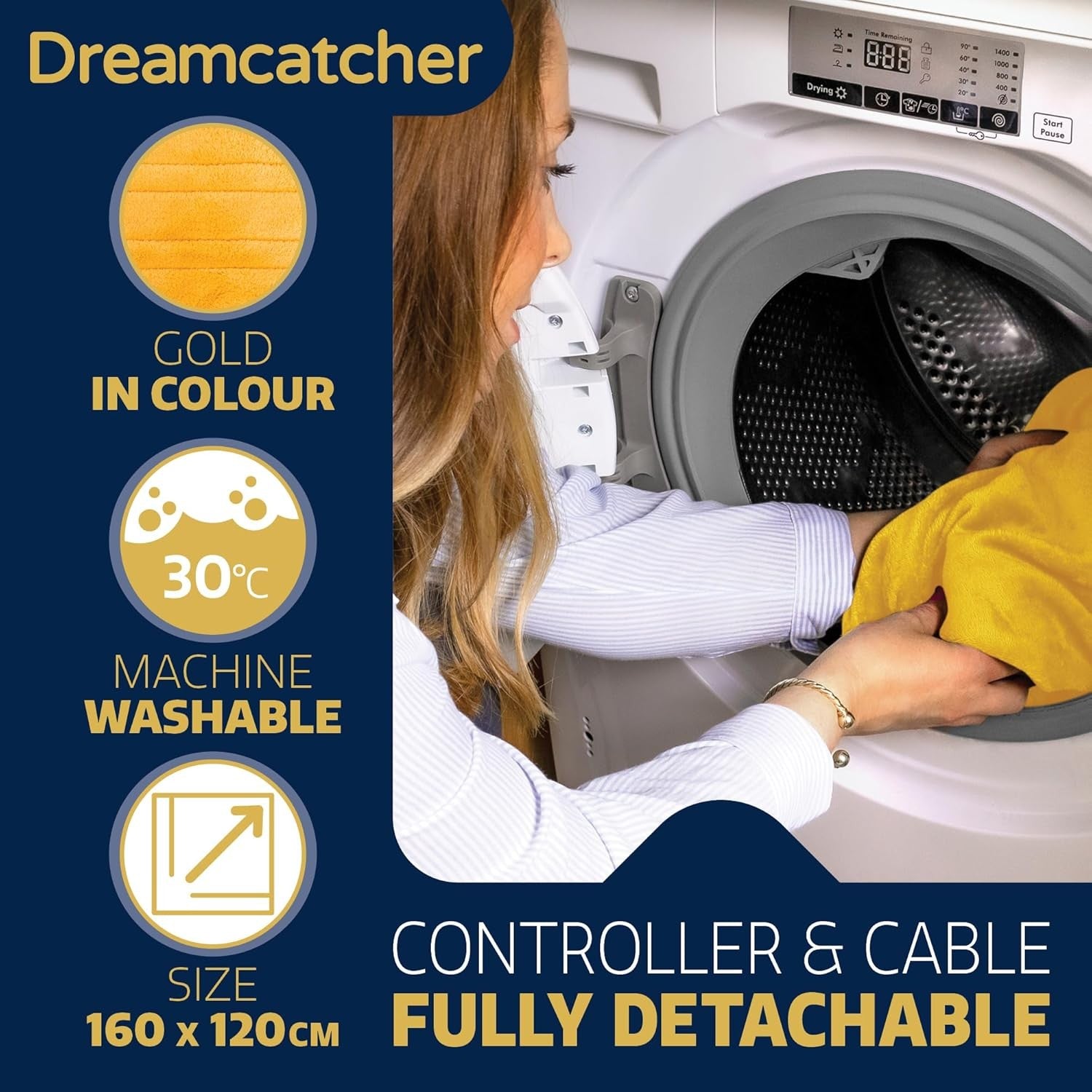 Electric Heated Throw Blanket 160x120cm Soft Fleece 9 Heat Timer