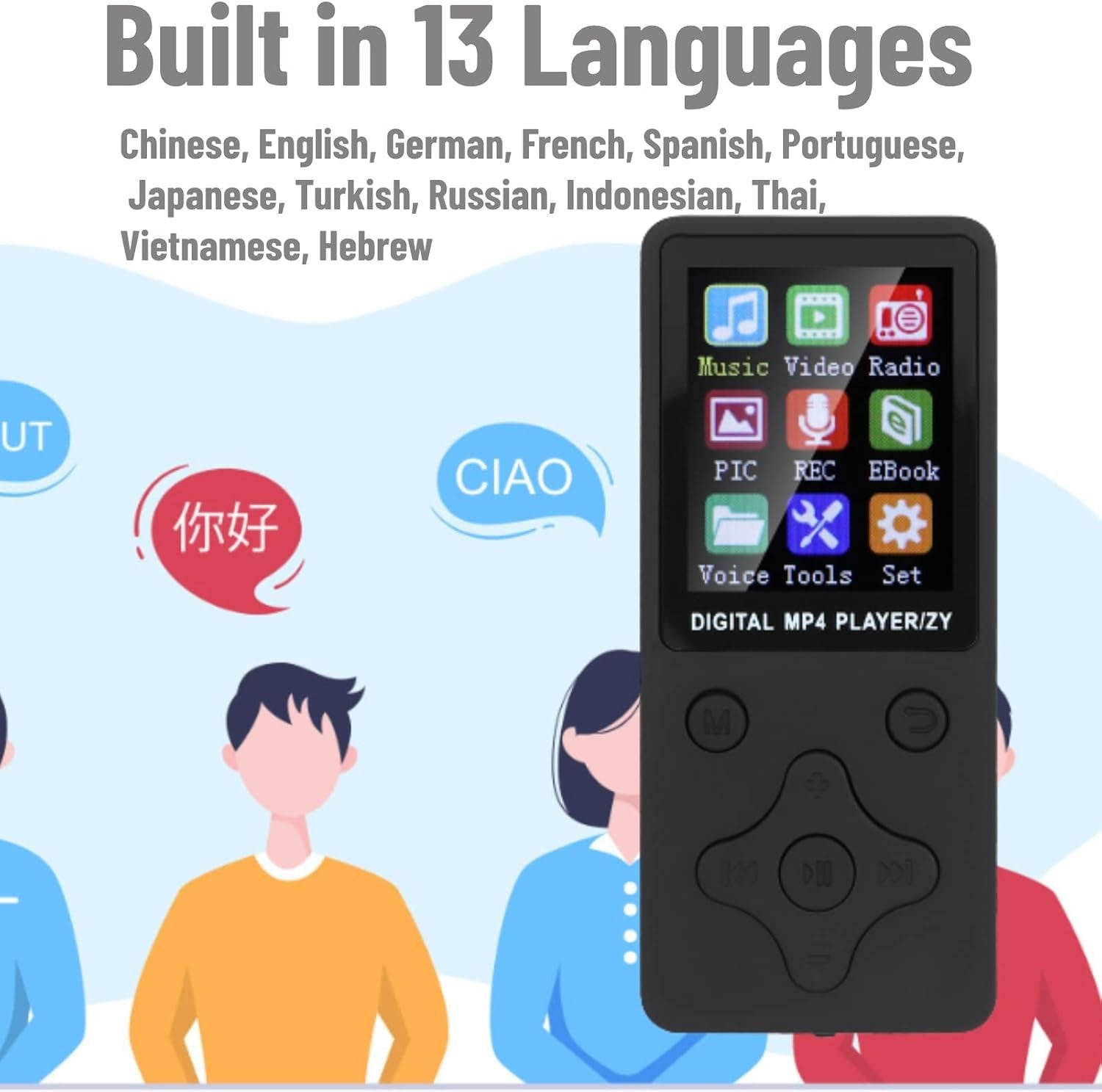 Bluetooth MP3 MP4 Player 1.8" Screen FM Radio Voice Recorder Black