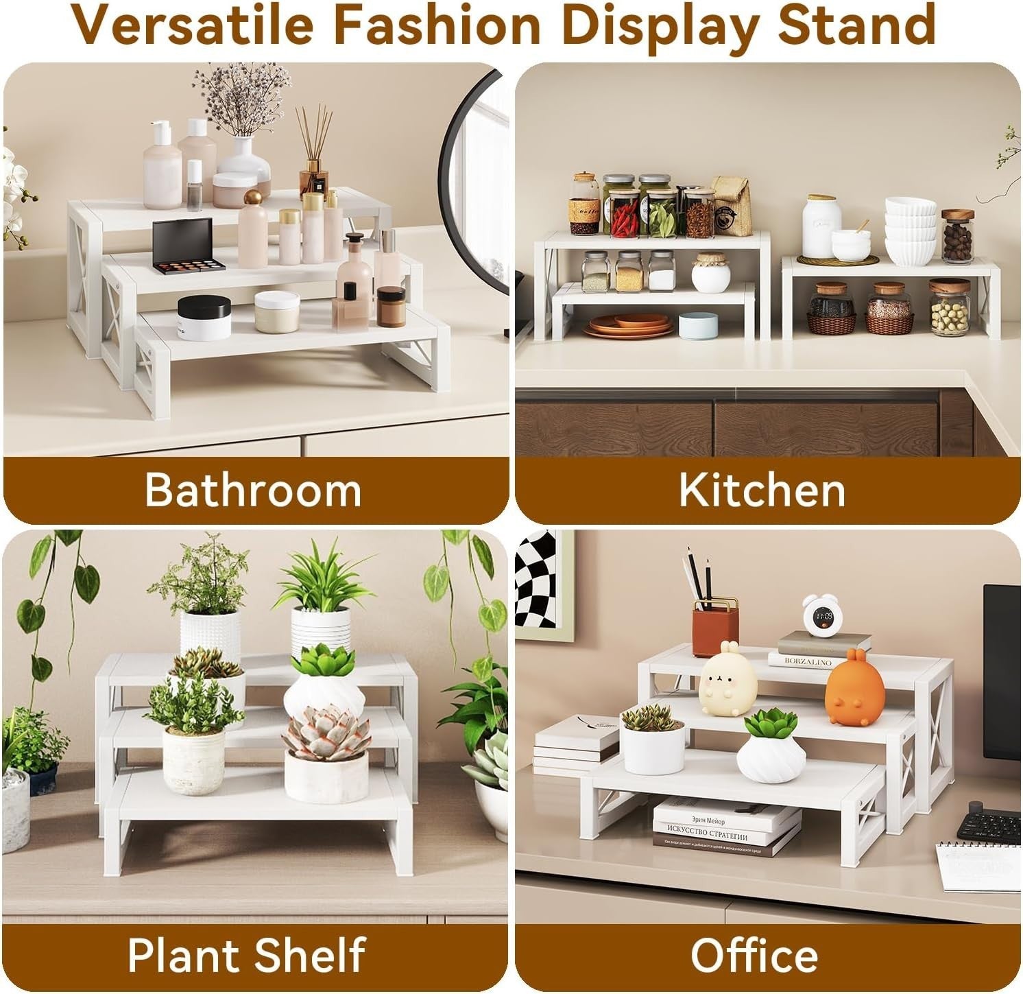 White 3-Tier Wood Cupcake & Dessert Display Stand – Rustic Party Table Risers