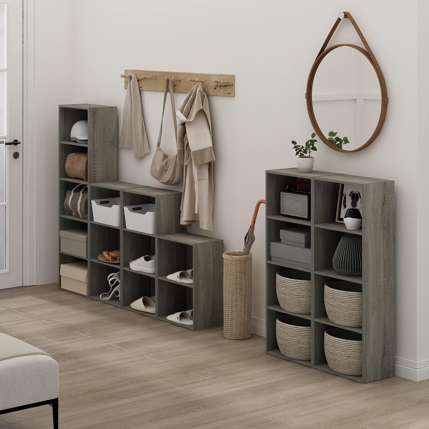 2 Tier French Oak Wooden Bookcase Small Storage Shelf Compact Organizer 39x24x54