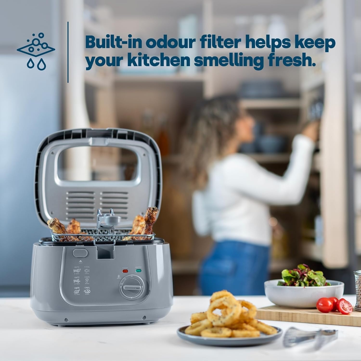 2.5L Electric Deep Fat Fryer 1800W Countertop Non-Stick Viewing Window